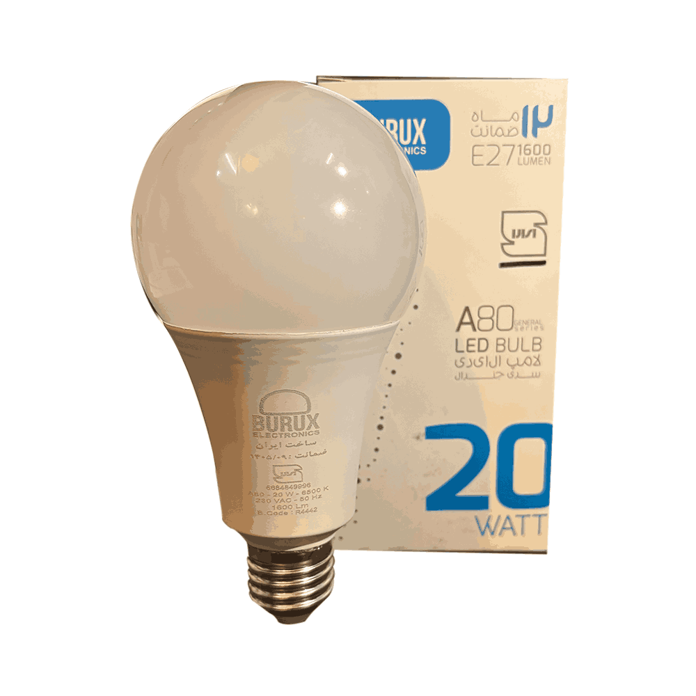 لامپ LED حبابی 20 وات E27 مهتابی بروکس